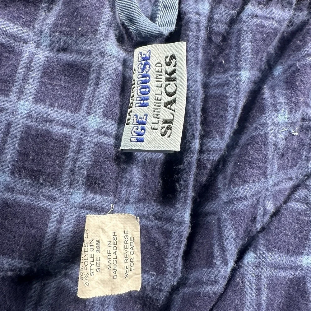 Haband's Ice House Blue  Flannel Lined Slacks MENS 38M Winter Snsp/Zip‎